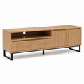 TV Lowboard Eiche MDF rechteckig mit Stahltischgestell 160 x 40 x 55 cm