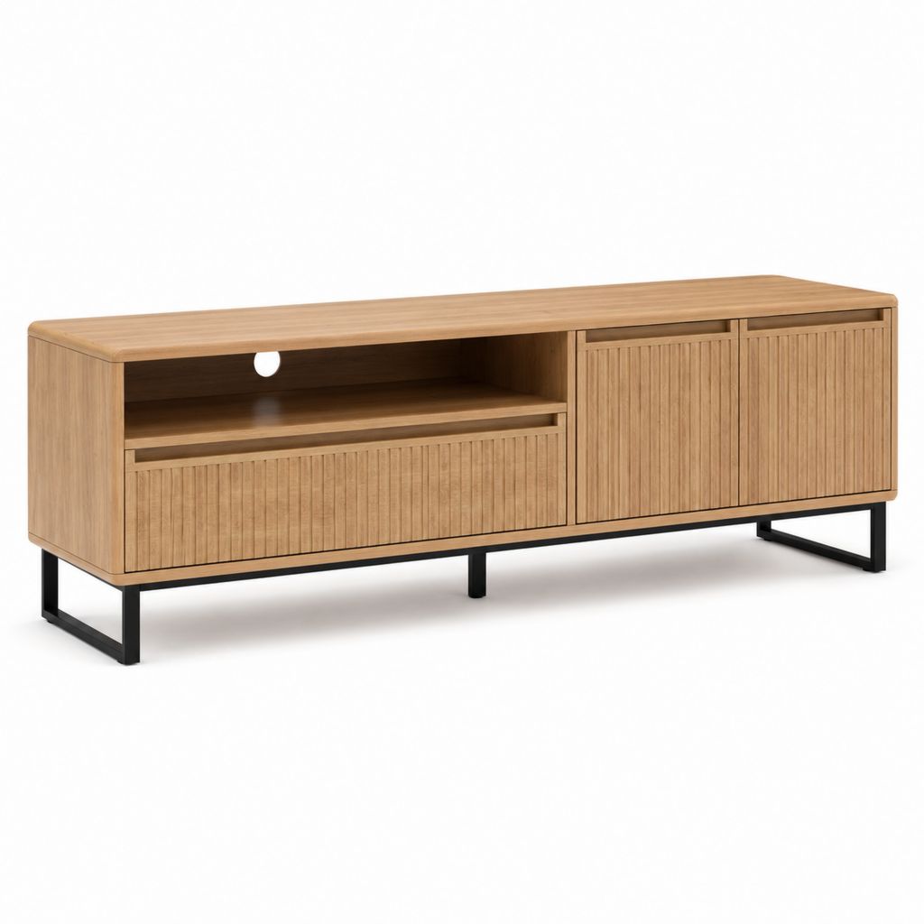 TV Lowboard Eiche MDF rechteckig mit Stahltischgestell 160 x 40 x 55 cm