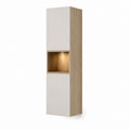 Badezimmer Hochschrank Hängeschrank Weiß Eiche MDF 35 x 160 x 32 cm mit LED-Nische