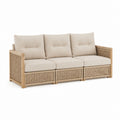 3-Sitzer Gartensofa aus Akazien-Massivholz und PE-Rattan Beige 218 x 75 x 75 cm