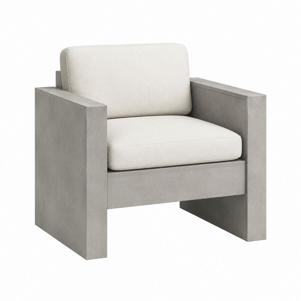 Garten-Loungesessel Grau aus Faserzement mit Polyesterkissen 78 x 78 x 75 cm
