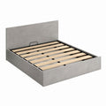 Stauraumbett Bettrahmen Grau Spanplatte rechteckig 160 x 200 cm mit Lattenrost