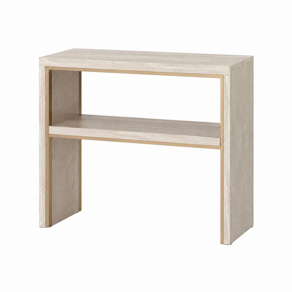 Konsolentisch Hellgrau Gold MDF rechteckig 80 x 30 x 80 cm