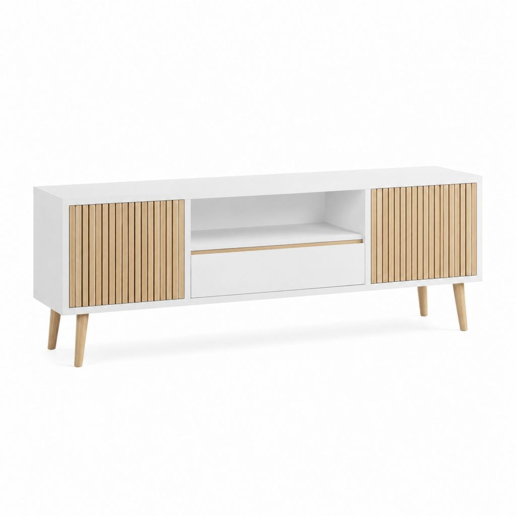 TV-Lowboard Weiß Eichefarben MDF Rechteckig 160 x 40 x 60 cm