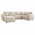 Modulares Ecksofa Beige Polyester-Bouclé L-Form 300 x 180 x 85 cm