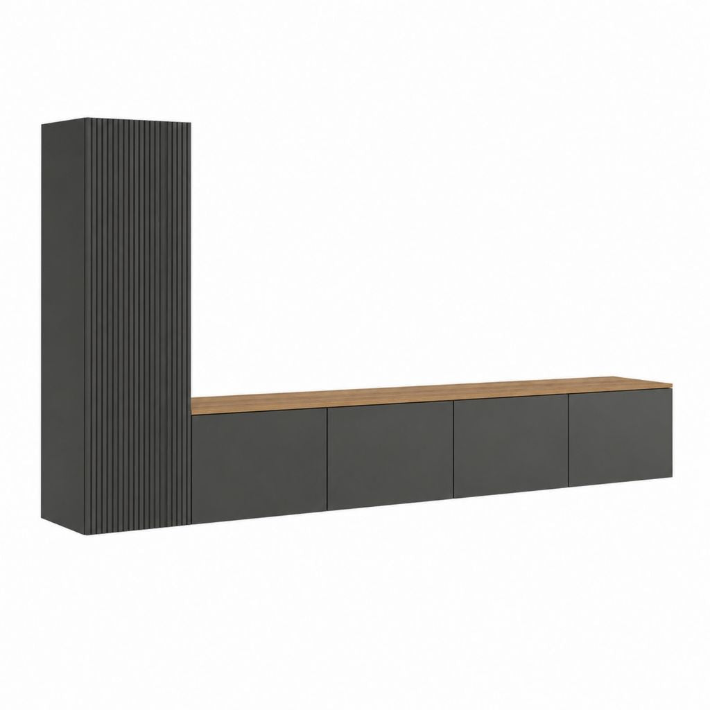 TV-Möbel Set Anthrazit Eicheoptik MDF rechteckig 230 x 40 x 180 cm