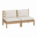 Gartensofa 2er Set Beige aus massivem Teakholz mit Polstern 140 x 70 x 70 cm