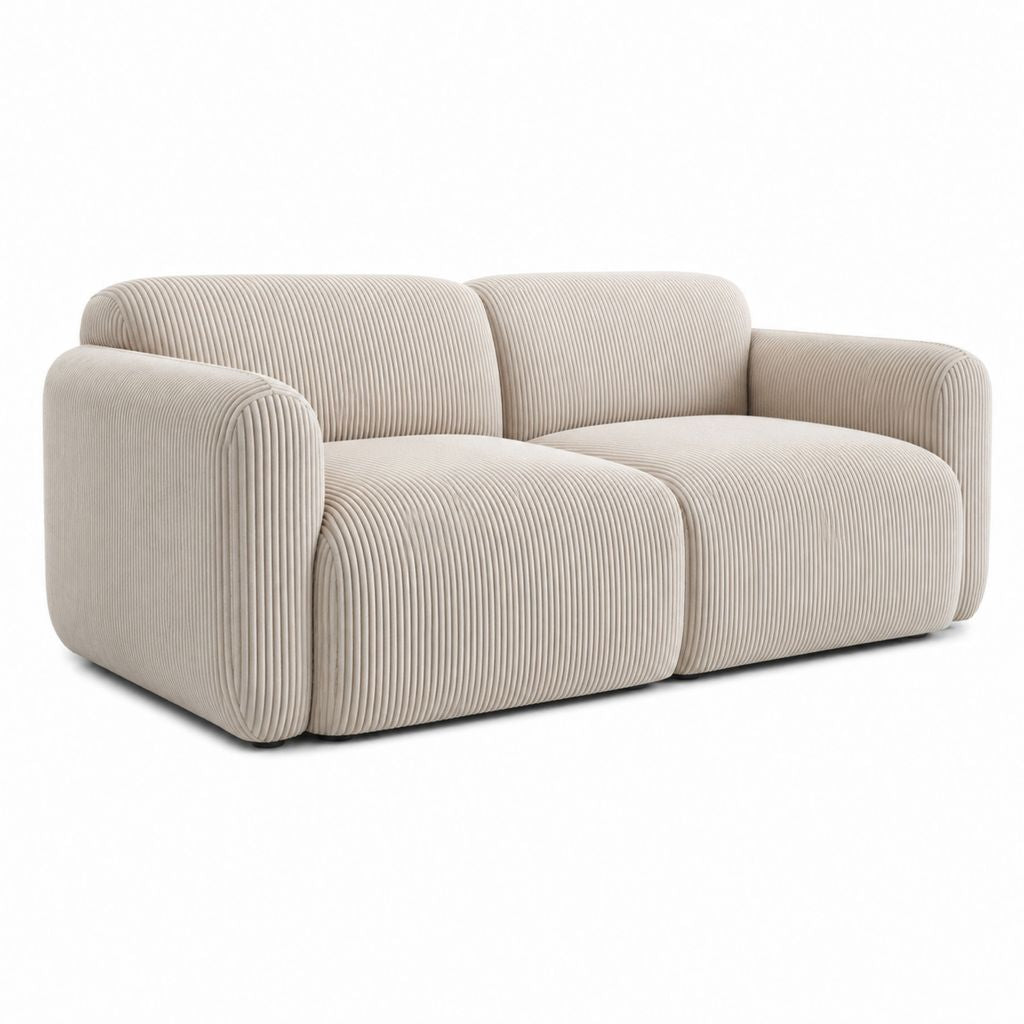 2-Sitzer Sofa Creme aus Polyester-Cord 180 x 95 x 75 cm