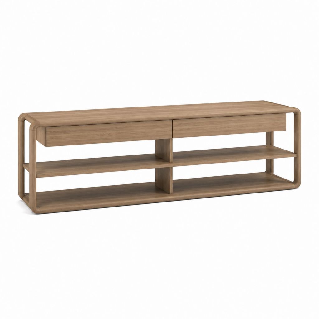 TV Lowboard Nussbaumfarben MDF rechteckig mit 2 Schubladen 180 x 40 x 50 cm