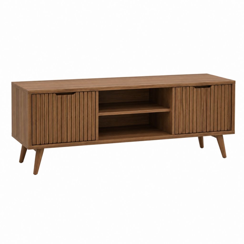 TV-Lowboard Walnuss MDF rechteckig mit Schiebetüren 160 x 40 x 60 cm