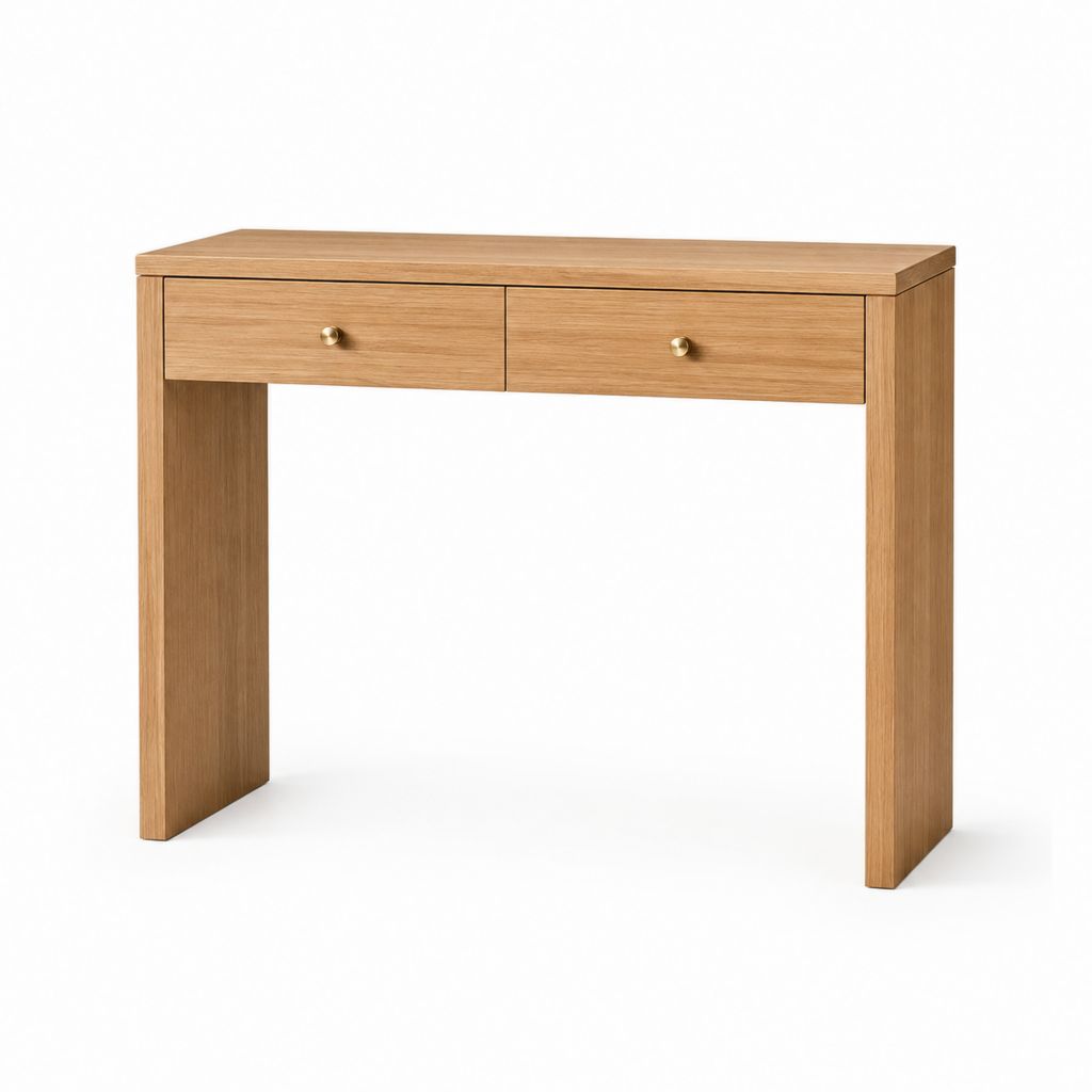 Konsolentisch mit 2 Schubladen hellbraun aus MDF mit Eichenfurnier rechteckig 100 x 35 x 75 cm