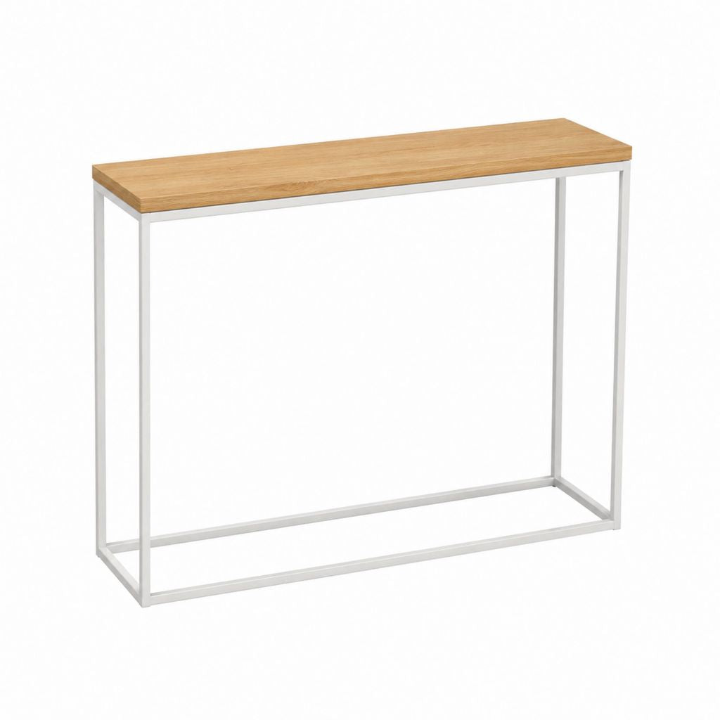 Konsolentisch Flurtisch Eiche Natur Weiß Stahl rechteckig 100 x 30 x 80 cm