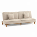 2-Sitzer Sofa Beige mit Polyesterbezug und Massivholzgestell 200 x 85 x 80 cm