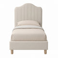Stauraumbett Einzelbett Beige Polyester mit gepolstertem Kopfteil 90 x 200 cm