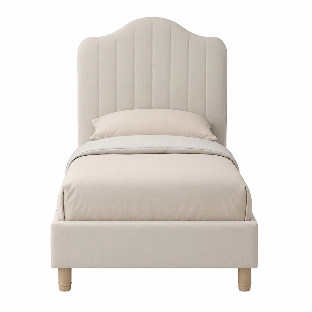 Stauraumbett Einzelbett Beige Polyester mit gepolstertem Kopfteil 90 x 200 cm
