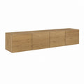 TV Lowboard Eiche Natur Spanplatte rechteckig mit 4 Türen 180 x 40 x 40 cm